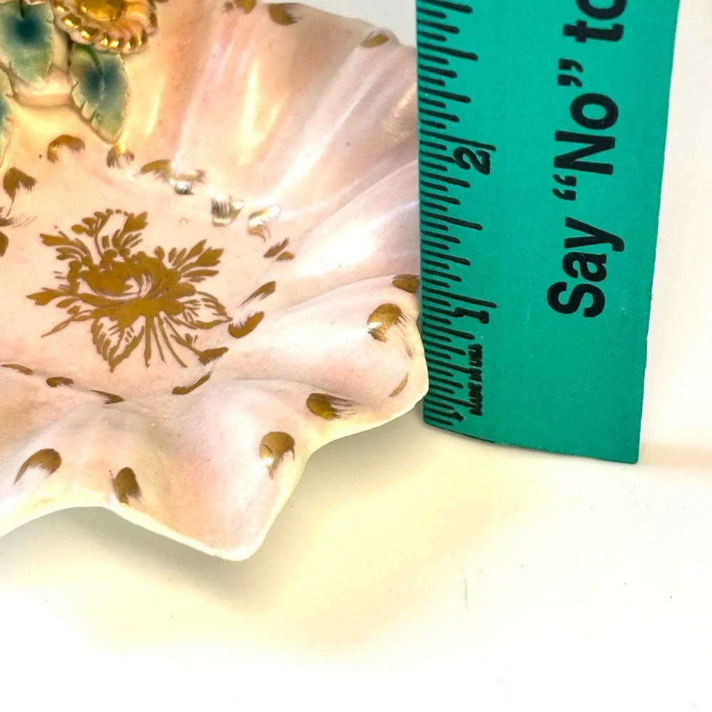 Art Nouveau Vintage Dainty 3-D Cherub with flowers Trinket Dish From Italy